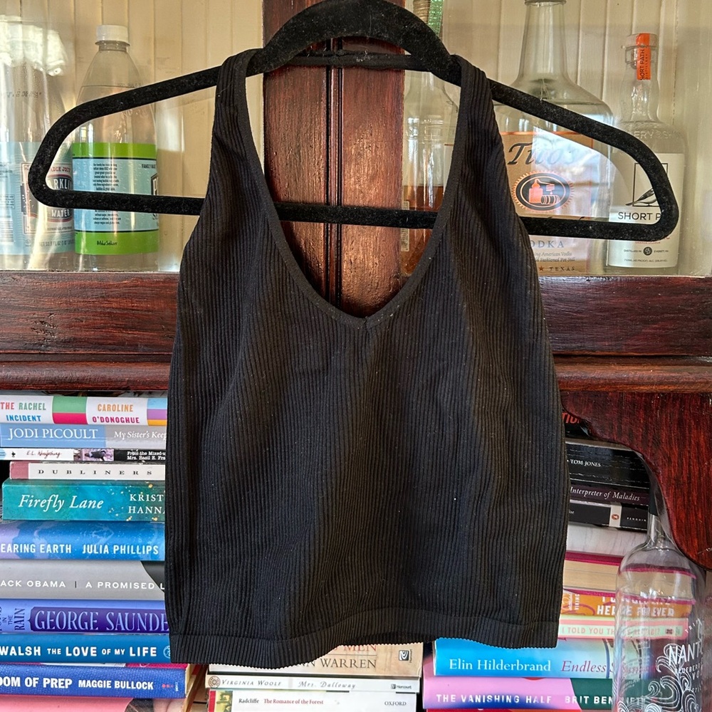 Urban outfitters black crop top halter